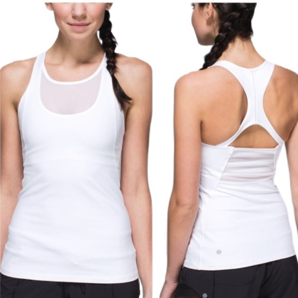 lululemon athletica Tops - Lululemon Athletica White Racerback Tank With Mesh Size S